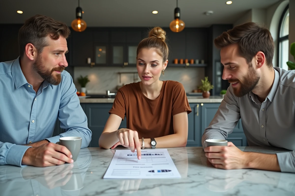 Groupe de trois adultes discutant d