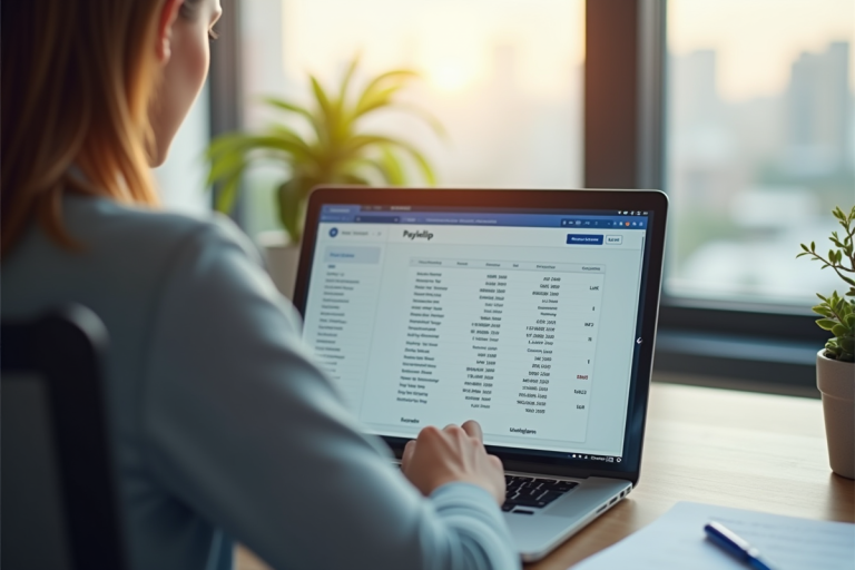 Personne consulte ses bulletins de salaire sur un ordinateur